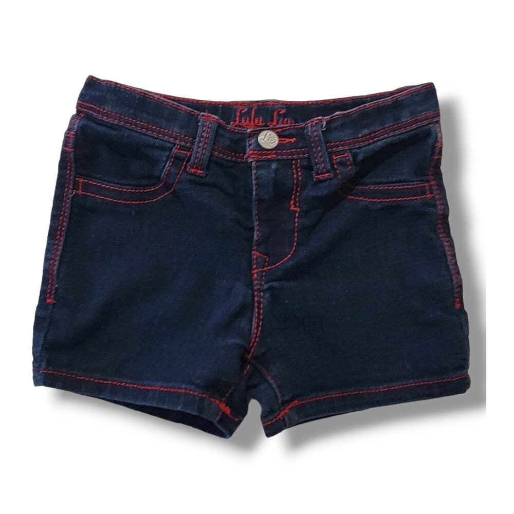 ✳️5/$15 - Lulu Luv Girls’ Dark Wash Denim Jean Shorts – Size 6, Cotton Blend